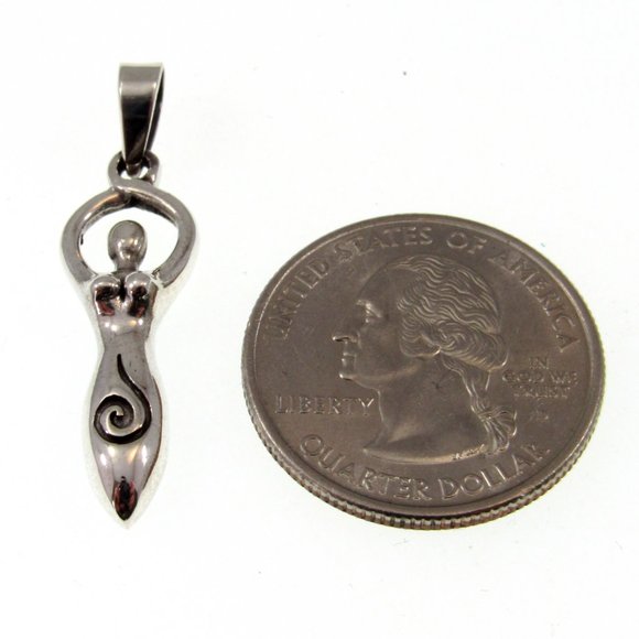 Solid 925 Sterling Silver Spiral Goddess Pendant – Feminine Energy Symbol Charm - Picture 6 of 9